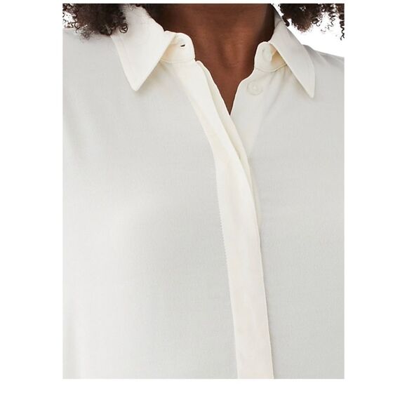 NWT Women Sheer Off White Button Down Long Sleeve Blouse Top Size XXL Office - Picture 8 of 13